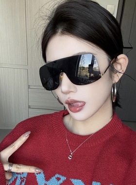大气款下半框黑色超大方形酷墨镜