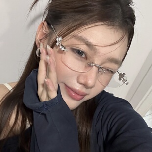 无边框镶钻宝石多边形gm眼镜女潮高智感纯欲风超轻y2k小框配近视