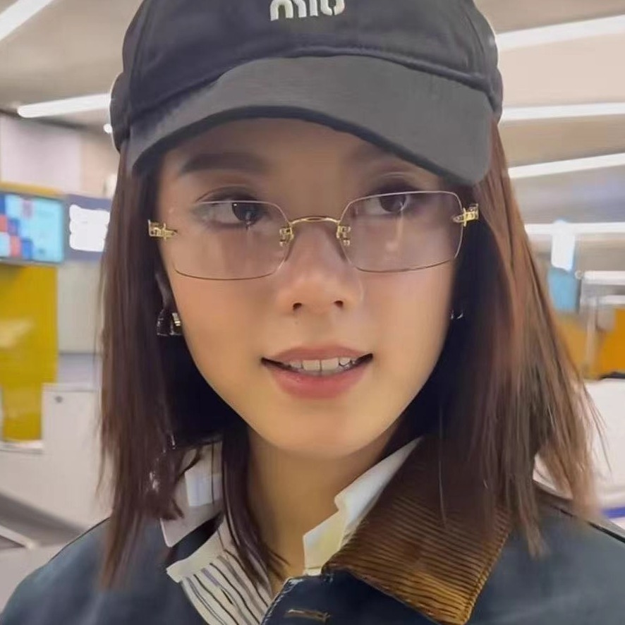 无框金丝眼镜小方框金属素颜近视