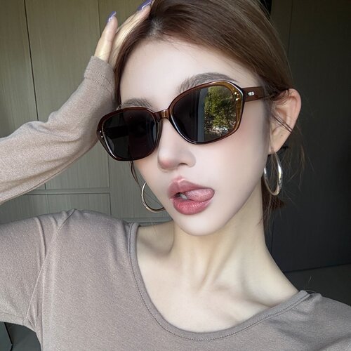 复古茶色墨绿片气质款太阳镜女潮