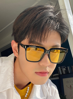 夜视透明黄黑大框显脸小女眼镜