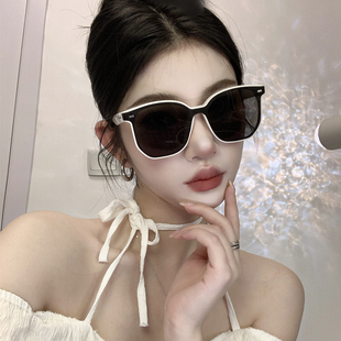 复古多边形白边大框黑色方圆脸显瘦海边度假墨镜女潮高级感太阳镜