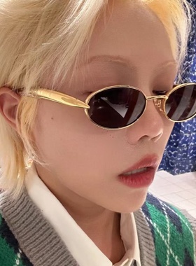 金属框老钱风猫眼太阳镜显瘦墨镜