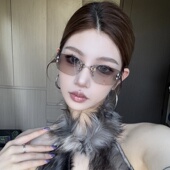 欧美无框星星墨镜女方圆脸显瘦复古千禧辣妹Y2K方框遮阳太阳眼镜