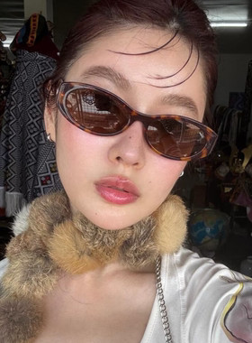 复古欧美辣妹风豹纹猫眼墨镜女潮