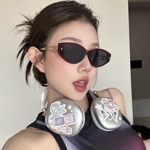 老钱风酒红猫眼显气色防UVB墨镜