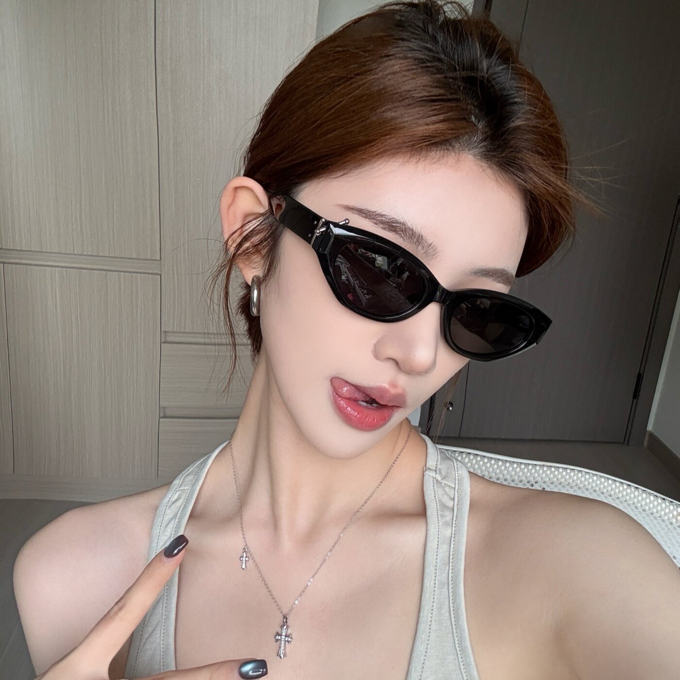 高品质TR超轻猫眼偏光墨镜韩女方圆脸黑色百搭开车驾驶钓鱼太阳镜