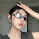 欧美辣妹千禧Y2K未来风窄小框太阳镜男个性 潮流水银墨镜女ins复古