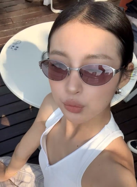 紫粉色老钱风方脸2025年夏季网红