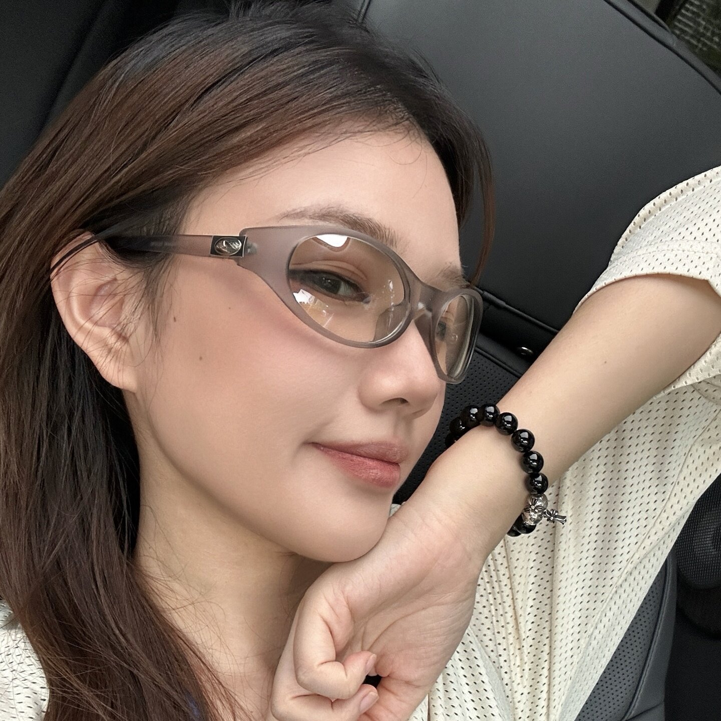 复古透灰渐变水银色发箍墨镜韩女方圆脸显瘦高级感度假开车太阳镜