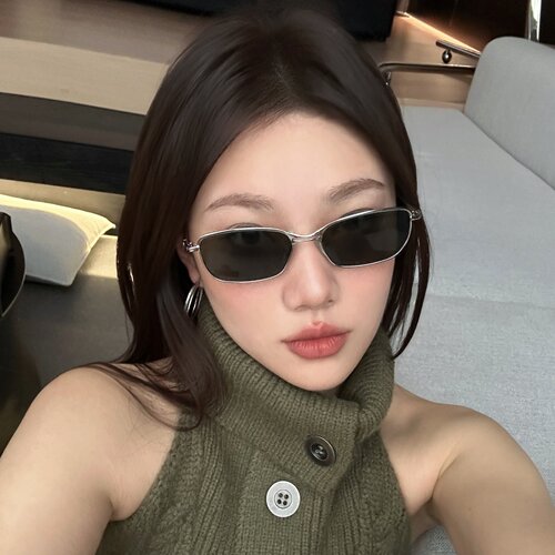 欧美金属时尚猫眼墨镜Y2K凹造型