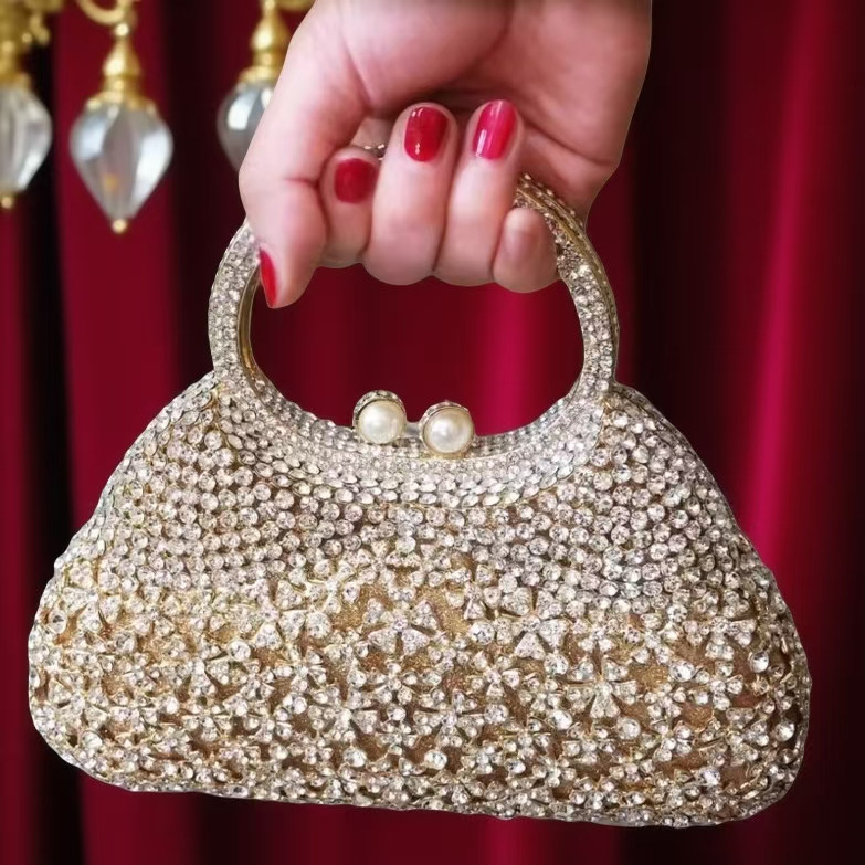2025新款奢华晚宴包镶钻女士品牌手拿包配旗袍的包名媛宴会手提包