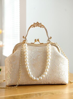 新中式国风包包2025新款配旗袍珍珠晚宴包妈妈婚宴包手提包小拎包