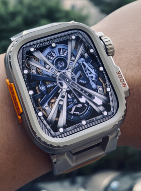 秒变ultra49适用iwatch45mm44金属保护壳一体旋钮后盖防摔苹果手表外壳边框合金applewatch456789se改装个性