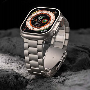适用iWatch8苹果手表带S9钛合金s6纯钛表带Apple Watch钛金属三珠表带Ultra1/2/3/49mm表带是s10商务se/5/7代
