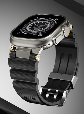 适用AppleWatch10表带iWatchS10硅胶WatchUltra2/iWatchS苹果Ultra手表带金属WatchUltra/series8/7运动腕带