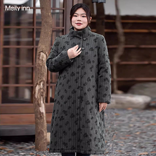 胖MM复古新中式 大码 显瘦棉大衣 棉服女冬季 美丽客栈玫瑰与诗中长款