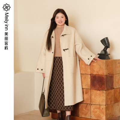 美丽客栈真丝牦牛绒羊毛毛呢大衣