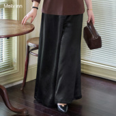 美丽客栈2025新款 梨型身材200斤缎面垂感阔腿裤 显瘦裤 子胖mm大码