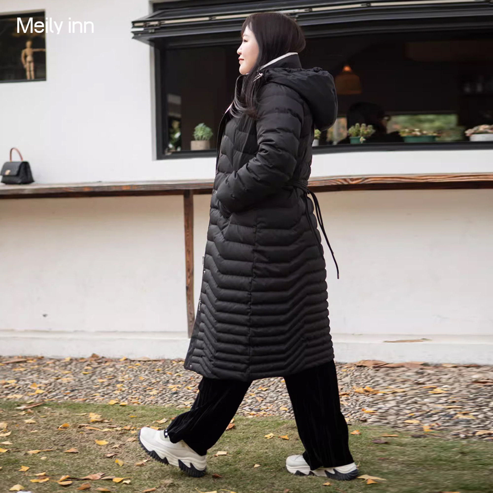 美丽客栈大码羽绒服冬季收腰显瘦胖mm大码羽绒服鹅绒长款羽绒服