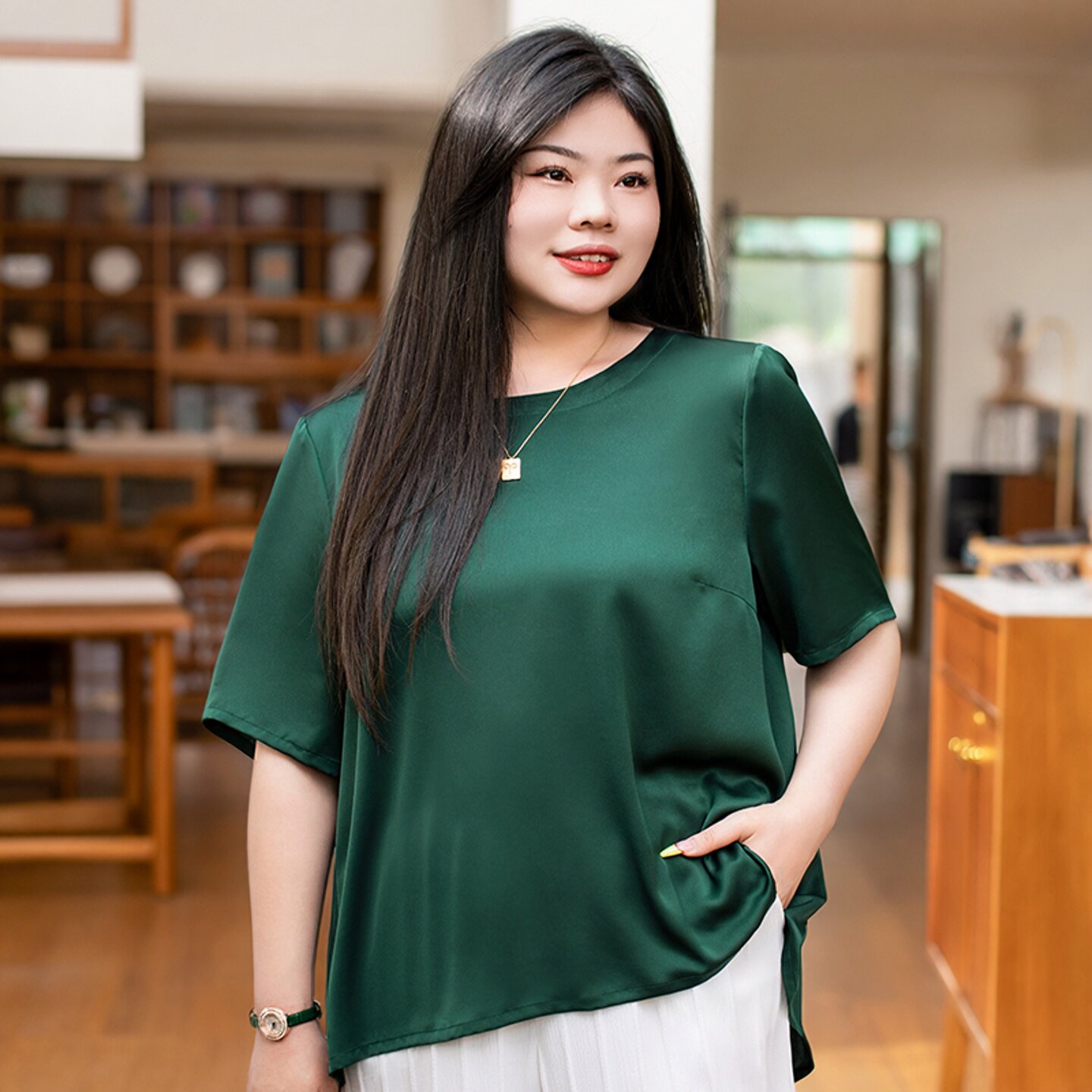 美丽客栈高端大码女装T恤短袖2026夏季新款胖mm显瘦品质上衣宽松