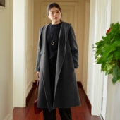 胖mm中长款 美丽客栈高端大码 女装 双面呢羊毛羊绒大衣宽松毛呢外套