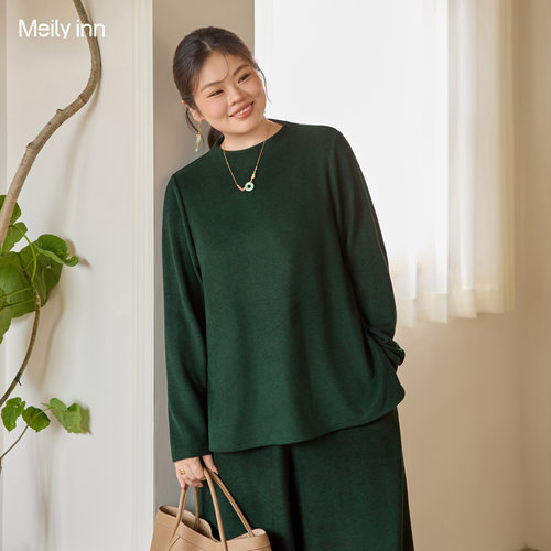 美丽客栈磨毛绒感针织打底衫女