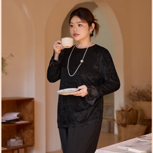 美丽客栈高端大码女装醋酸打底衫2026新款胖mm200斤修身显瘦上衣