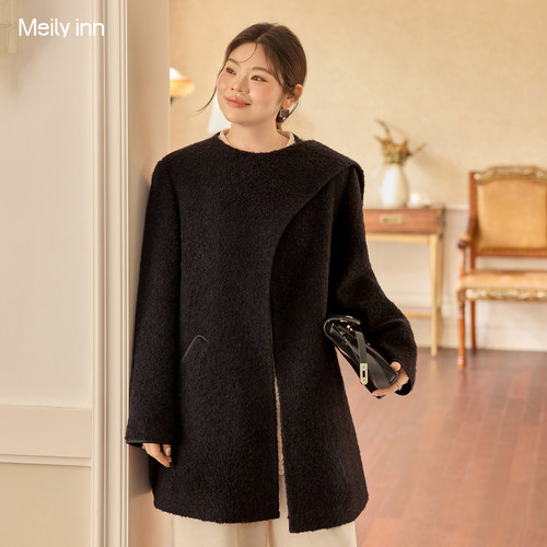 美丽客栈大码羊毛圈圈呢子外套女