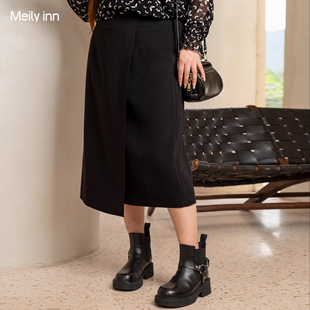 【斜纹缎】美丽客栈气质高级宽松大码胖mm垂感遮肚显瘦a字半身裙
