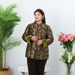 美丽客栈2025秋冬老钱风短款外套大码女装胖mm宽松新中式棉服女