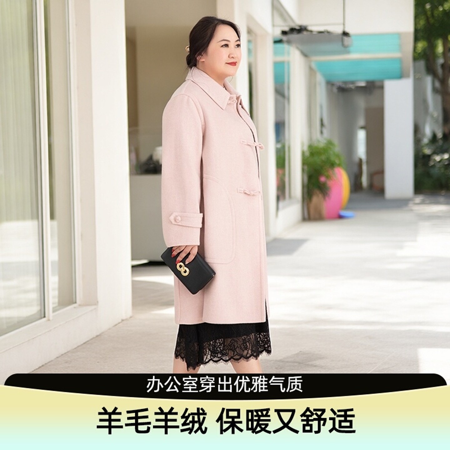 美丽客栈高端大码女装2025冬季新款新中式毛呢外套双面呢羊毛大衣