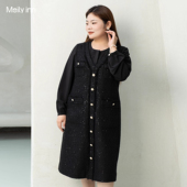 美丽客栈高端复古优雅小香风大码 连衣裙女立体显瘦气质长袖 裙子秋