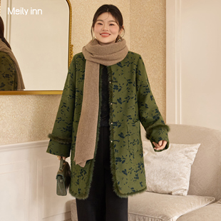 绵羊毛宽松加厚棉服外套 棉衣女秋冬中长款 美丽客栈高端大码 新中式