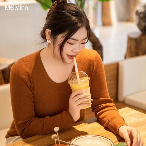 美丽客栈美丽诺羊毛修身打底衫女