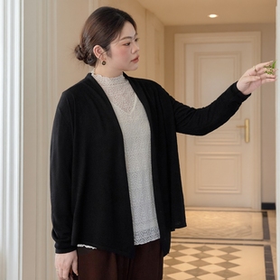 美丽客栈2025秋冬新款大码女装美丽诺绵羊毛针织开衫V领胖mm毛衣