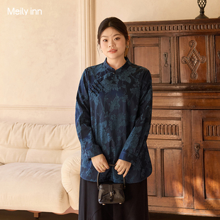 美丽客栈高端大码女装胖mm显瘦新中式国风漂亮上衣设计感小众衬衫