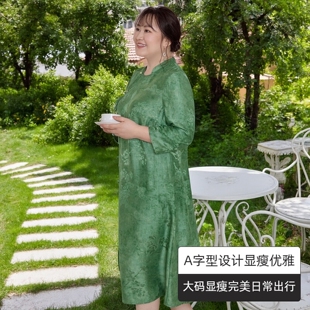美丽客栈高端桑蚕丝连衣裙大码女装2025秋季新款巨好看显瘦裙子
