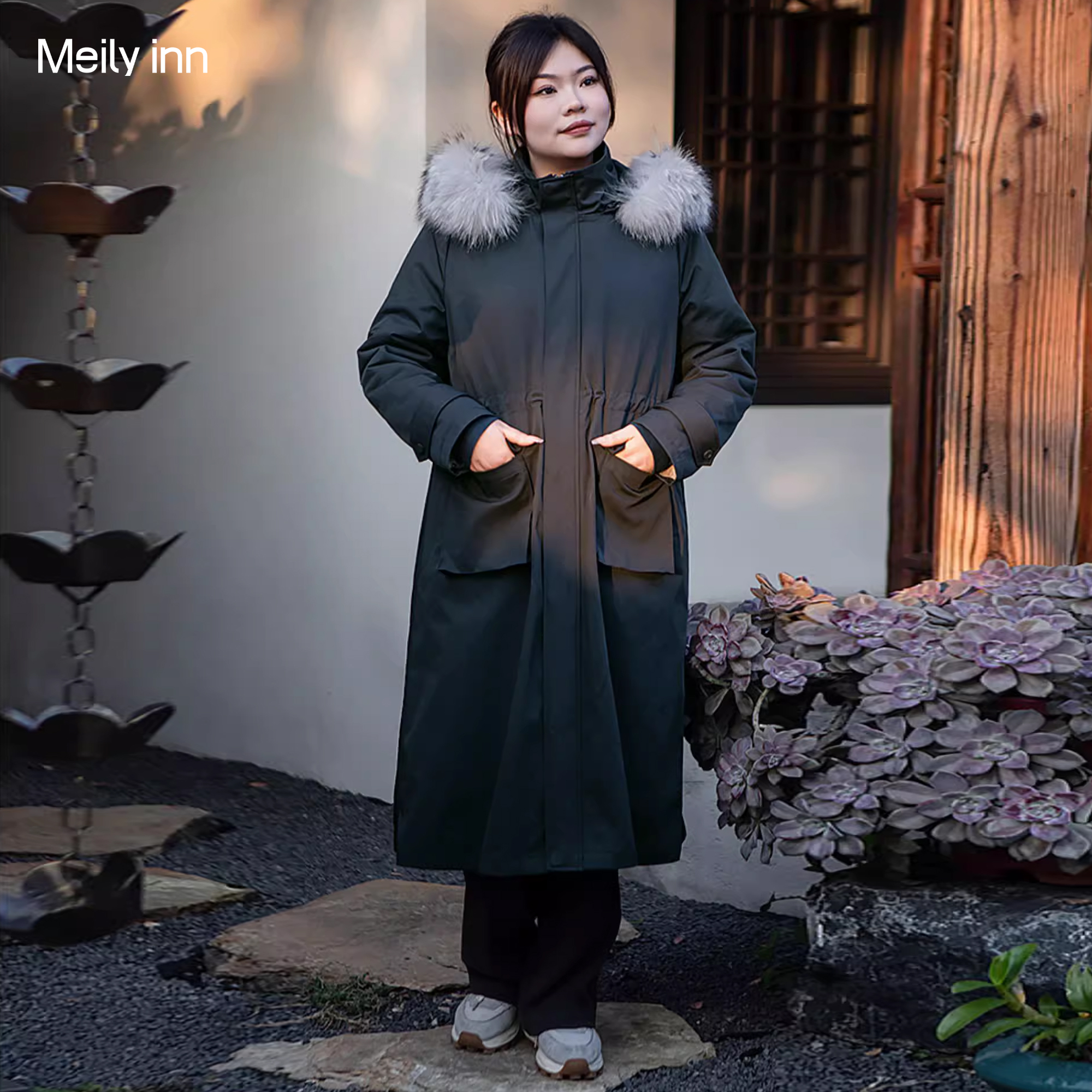 美丽客栈可拆内胆派克服显瘦保暖