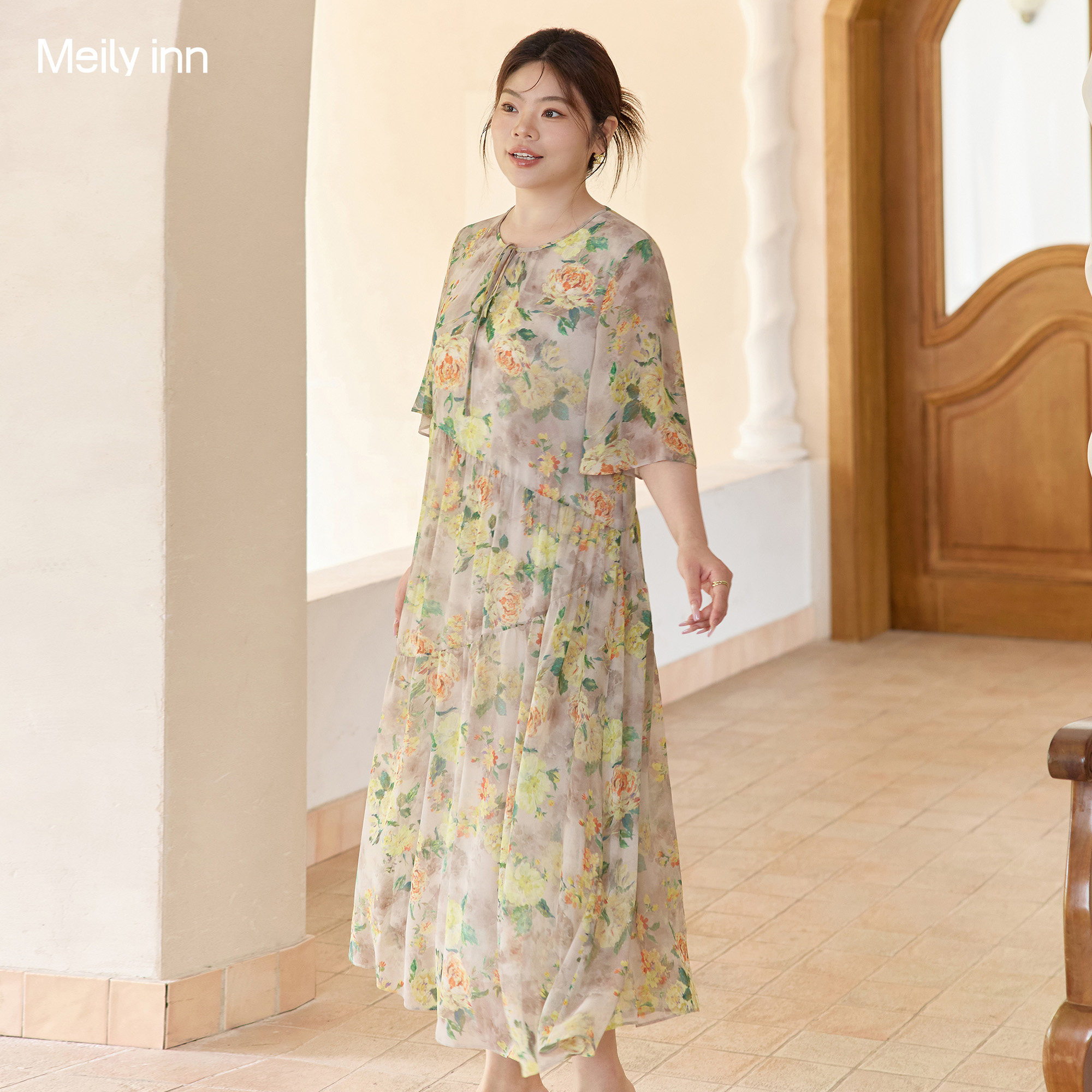 美丽客栈【绮梦花笺】大码连衣裙