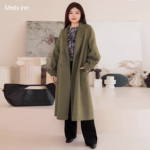 双面毛呢大衣2025新款 美丽客栈冬大码 羊毛羊绒中长款 高端时尚 女装