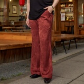 秋季 胖mm200斤特大加肥加大提花直筒裤 女装 美丽客栈原创高端大码