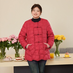【鹅绒服】美丽客栈秋冬新款羽绒服短款大码女装经典轻薄鹅绒服女