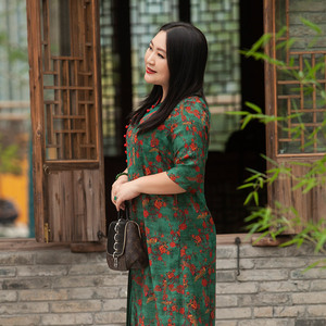 美丽客栈【镇店款】旗袍改良连衣裙夏季中长款胖妹妹高端大码女装