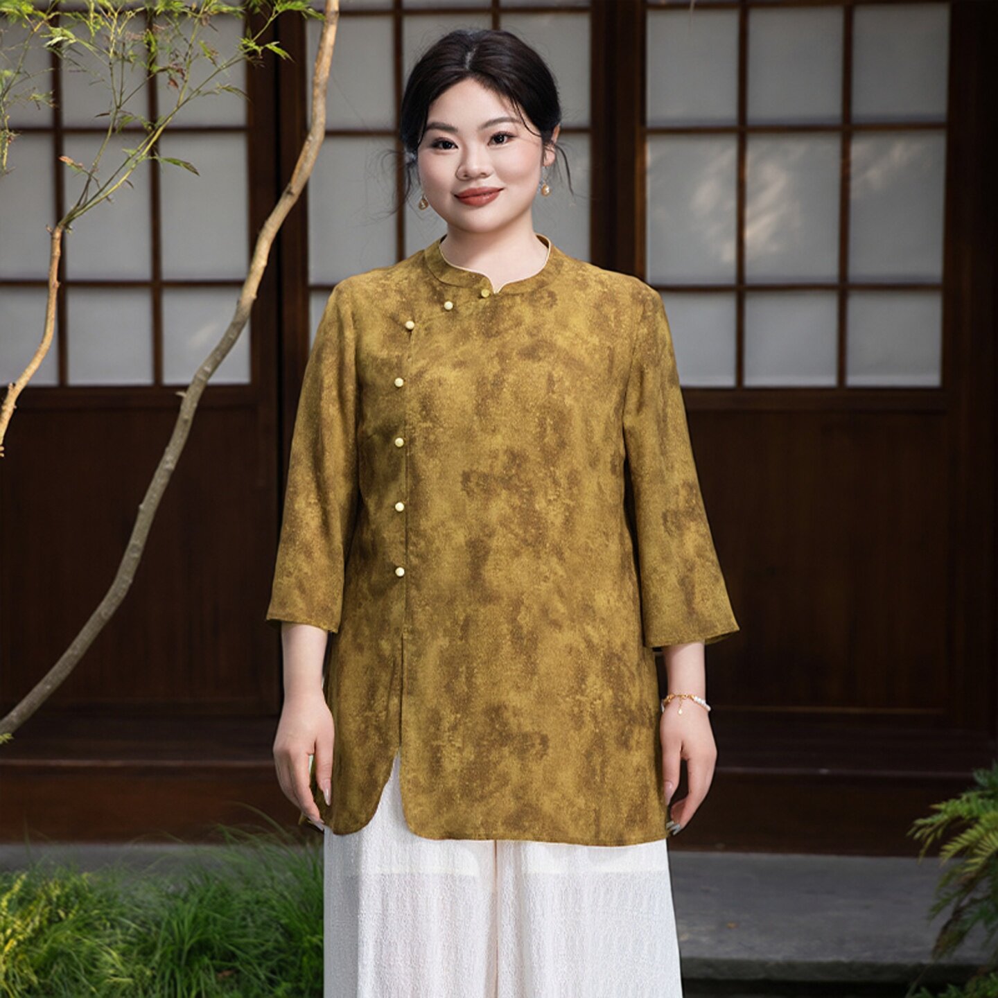 美丽客栈优雅大方垂感飘逸上衣薄