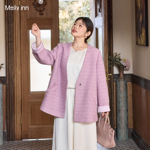 小香风气质高级外套胖mm显瘦绵羊毛上衣 法式 美丽客栈高端大码 女装