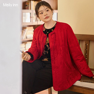 国风盘扣棉服新年吉服遮肉显瘦红色拜年服 新中式 美丽客栈大码 女装