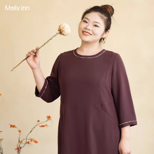 【醋酸】美丽客栈优雅轻商务大码女装连衣裙女贵气大方礼服喜服