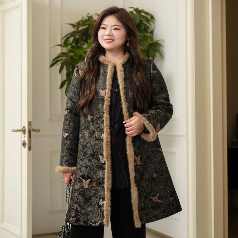 美丽客栈丝绵麂皮绒国风棉服冬季