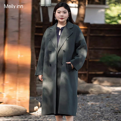 美丽客栈大码宽松版双面呢大衣